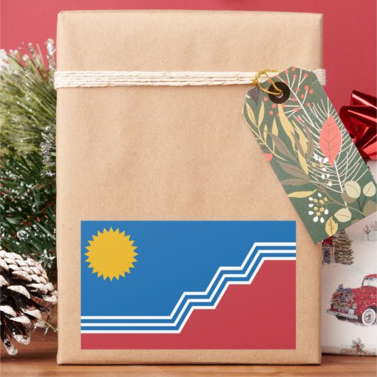 Flag of Sioux Falls, South Dakota 長方形シール (クリスマス)