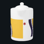 Flag of South Bend, Indiana<br><div class="desc">Teapot with a design with the flag of South Bend,  Indiana. A white,  blue,  and yellow flag with a red star</div>