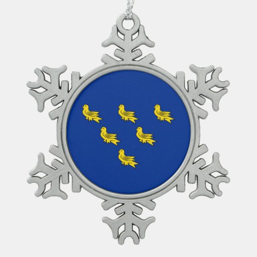 Flag of Sussex Snowflake Pewter Christmas Ornament スノーフレークピューターオーナメント (正面)