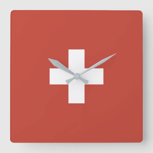 Flag of Switzerland – Schweiz – Suisse – Svizzera スクエア壁時計 (正面)