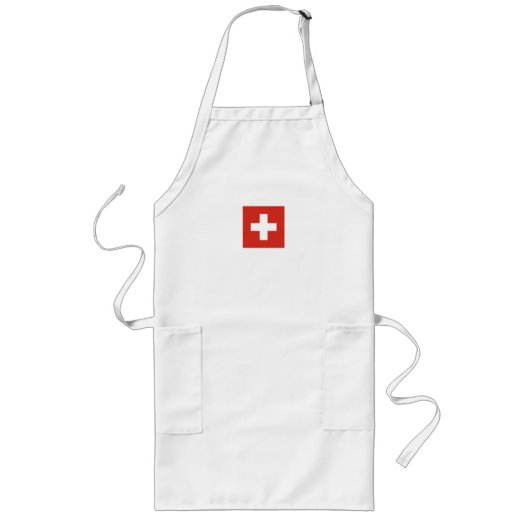 Flag of Switzerland – Schweiz – Suisse – Svizzera ロングエプロン (正面)