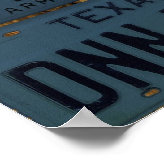 Flag of Texas Lone Star State License Plate Art ポスター (角)