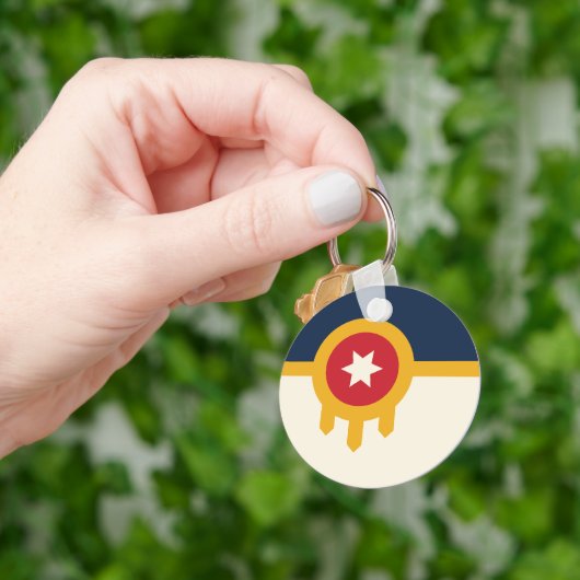 Flag of Tulsa city, Oklahoma State キーホルダー (手)