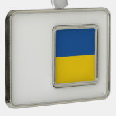 Flag of Ukraine Button シルバープレートフレームオーナメント (右)