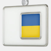 Flag of Ukraine Button シルバープレートフレームオーナメント (左)
