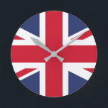 Flag of United Kingdom ラウンド壁時計<br><div class="desc">The national flag of the United Kingdom is the Union Jack, also known as the Union Flag. The flag consists of the red cross of Saint George (patron saint of England), edged in white, superimposed on the Cross of St Patrick (patron saint of Ireland), which are superimposed on the Saltire...</div>