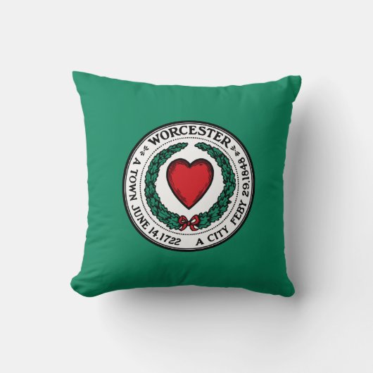 Flag of Worcester, Massachusetts Throw Pillow クッション (正面)