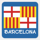 Flag Red White Yellow Barcelona Nationalist Art スクエアシール (正面)