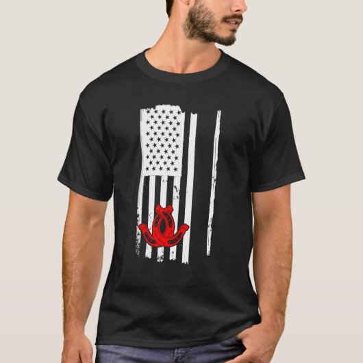 Flag USA Horseshoe Pitching Tシャツ (正面)