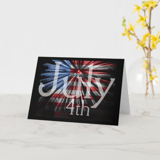 FlagFireworks 7月4日 カード (黄色い花)
