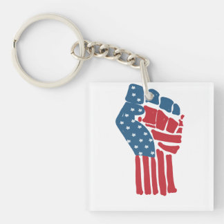 Flagge USA auf einer angehobenen geballten Faust  キーホルダー