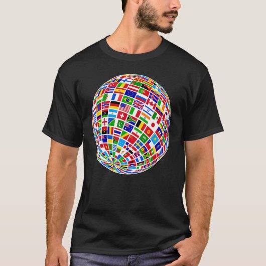 Flags The Countries of the World Globe Earth World Tシャツ (正面)