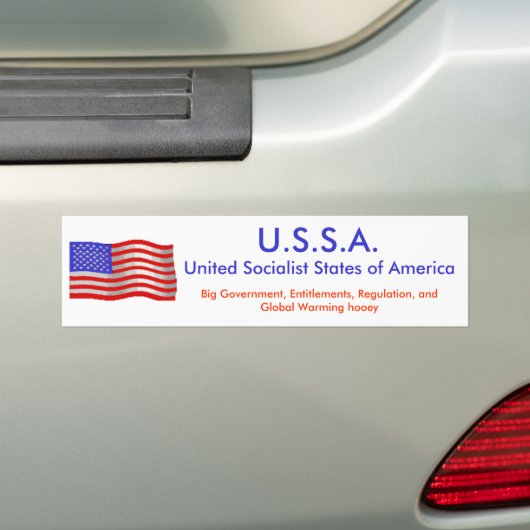 flagwave1、U.S.S.A。、統一されたな社会主義国の… バンパーステッカー (車上)