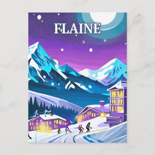 Flaine : Art Moderne dans les Alpes enneigées ポストカード (正面)