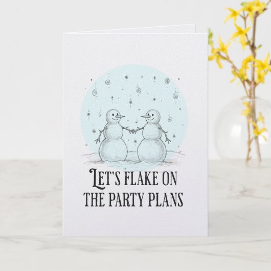 Flake on party plans snowman funny romantic card カード (黄色い花)