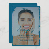 Flakes Frame Winter Birthday Bash Invitation セーブザデート (正面/裏面)