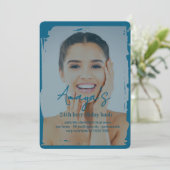 Flakes Frame Winter Birthday Bash Invitation セーブザデート (スタンド正面)