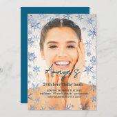 Flakes Frame Winter Birthday Bash Invitation 招待状 (正面/裏面)