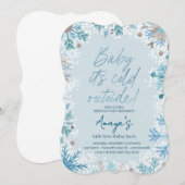 Flakes Frame Winter Birthday Bash Invitation 招待状 (正面/裏面)