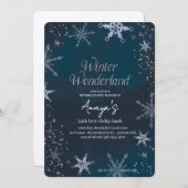 Flakes Frame Winter Birthday Bash Invitation 招待状 (正面/裏面)