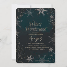 Flakes Frame Winter Birthday Bash Invitation
