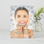 Flakes Frame Winter Birthday Bash Invitation 招待状 (スタンド正面)