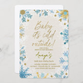 Flakes Frame Winter Birthday Bash Invitation 招待状 (正面/裏面)