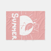flamant rose symbolisant l'été フリースブランケット (正面(横))