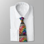 Flamboyant Neck Tie | Rainbow Flowers Faux Glitter ネクタイ (タイ)