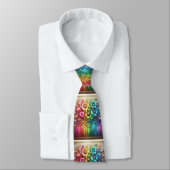Flamboyant Neck Tie | Rainbow Flowers Faux Glitter ネクタイ (タイ)