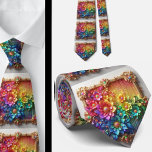 Flamboyant Neck Tie | Rainbow Flowers Faux Glitter ネクタイ<br><div class="desc">Make an unforgettable entrance with this Flamboyant Rainbow Flowers Neck Tie, a vibrant celebration of color, confidence, and expressive style. Bursting with richly saturated rainbow hues and bold floral detail, this design transforms a classic accessory into a true statement piece. The dynamic blend of bright petal, gemstone diamonds and flowing...</div>