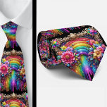 Flamboyant Neck Tie | Rainbow Flowers Faux Glitter ネクタイ<br><div class="desc">Make an unforgettable entrance with this Flamboyant Rainbow Flowers Neck Tie, a vibrant celebration of color, confidence, and expressive style. Bursting with richly saturated rainbow hues and bold floral detail, this design transforms a classic accessory into a true statement piece. The dynamic blend of bright petal, gemstone diamonds and flowing...</div>
