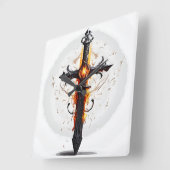 #Flame #Crossアート： #Inspiringデザイン スクエア壁時計 (傾斜)