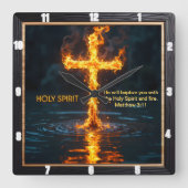 Flame Cross Water Baptism Spirit Matthew 3:11 スクエア壁時計 (正面)