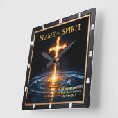 Flame Cross Water Spirit Baptism Matthew 3:11 スクエア壁時計 (傾斜)