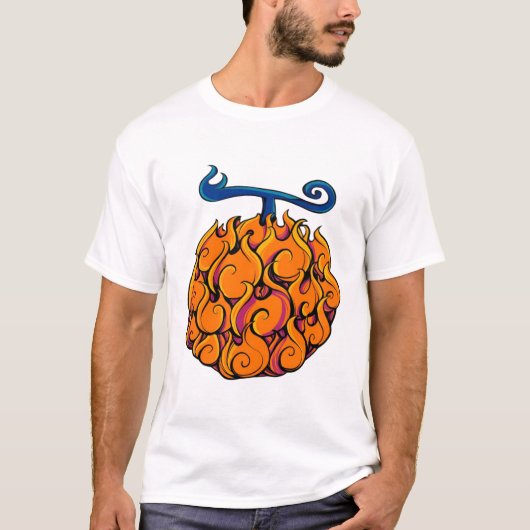 Flame Fruit Graphic Tee  Fiery Tropical Fruit Tシャツ (正面)
