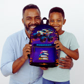 Flame Racer Backpack on the roadways プリントバックパック