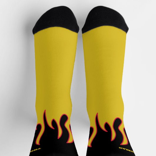 Flame Socks Personalized Yellow and Black ソックス (上部)