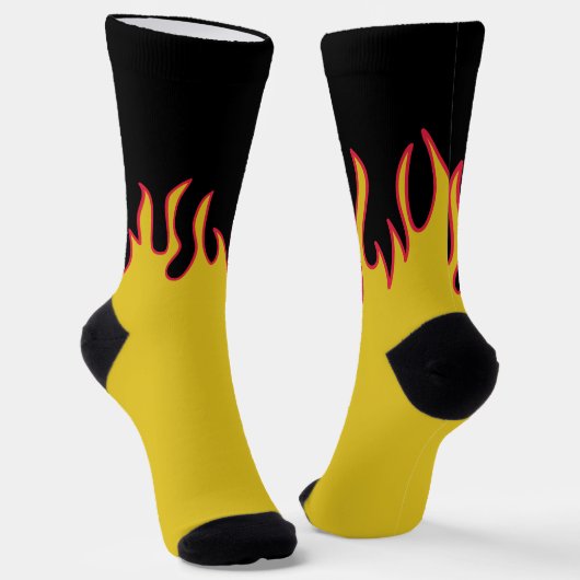 Flame Socks Personalized Yellow and Black ソックス (傾斜あり)