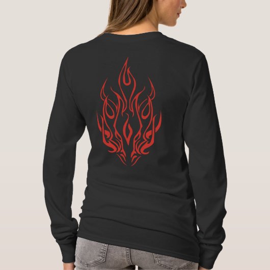 Flame Spirit Face | Tribal Fire Silhouette Art Tシャツ (裏面)