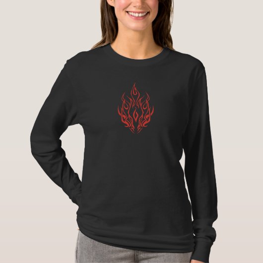 Flame Spirit Face | Tribal Fire Silhouette Art Tシャツ (正面)
