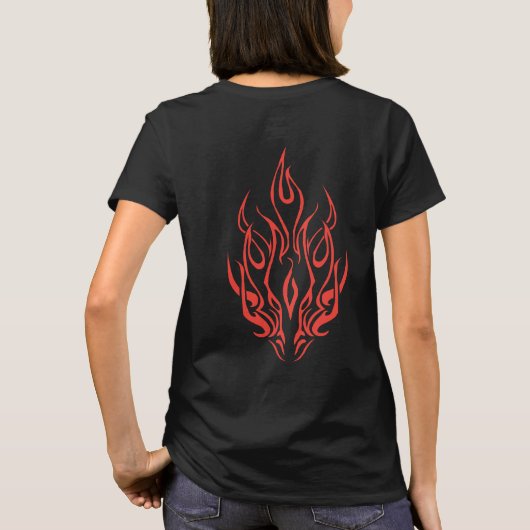 Flame Spirit Face | Tribal Fire Silhouette Art Tシャツ (裏面)