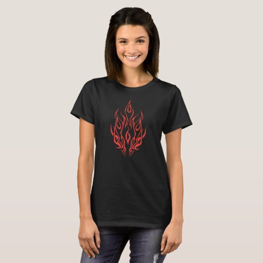 Flame Spirit Face | Tribal Fire Silhouette Art Tシャツ (正面フル)