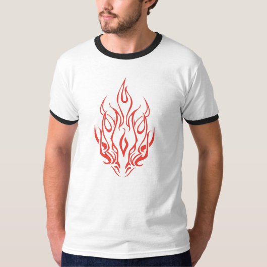 Flame Spirit Face | Tribal Fire Silhouette Art Tシャツ (正面)