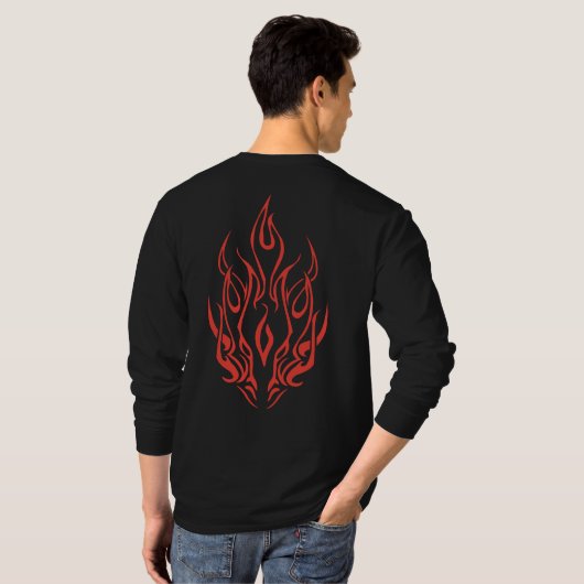 Flame Spirit Face | Tribal Fire Silhouette Art Tシャツ (裏面フル)