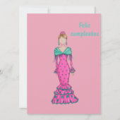 Flamenca traje rosa con lunares verdes  カード (正面)