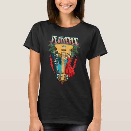 Flamenco Dance Spanish Dancing Style Fun Music Gui Tシャツ (正面)