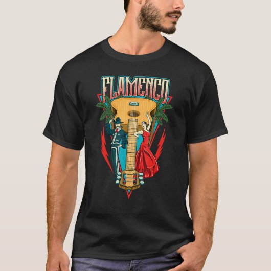 Flamenco Dance Spanish Dancing Style Fun Music Gui Tシャツ (正面)