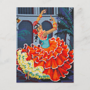 Flamenco Dancer in Colorポストカード ポストカード
