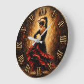 Flamenco Dancer Spanish Dance Art ラージ壁時計 (傾斜)